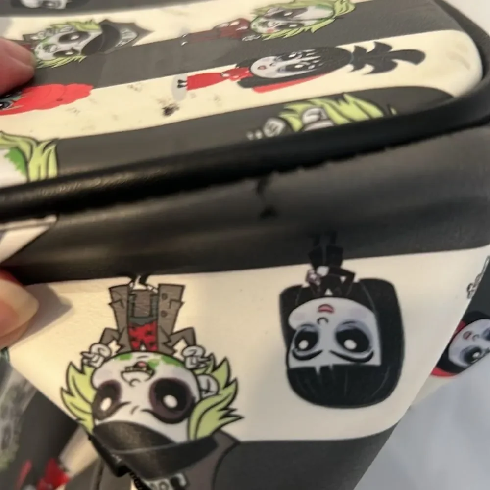 Loungefly Black and White Striped Beetlejuice Beetlejuice Backpack EUC